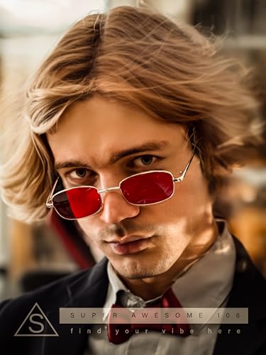 Mens Small Snug Narrow Rectangular Pimp Metal Rim Sunglasses3