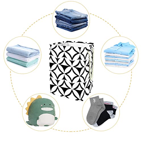 Panier à linge imperméable géométrique noir et blanc en tissu durable avec poignée - 5