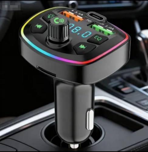 Image of Jaxter Bluetooth 5.3 FM Transmitter for Car with 20W Fast Charging USB-C Port, LED Screen, Hands-Free Call & Music Player Adapter