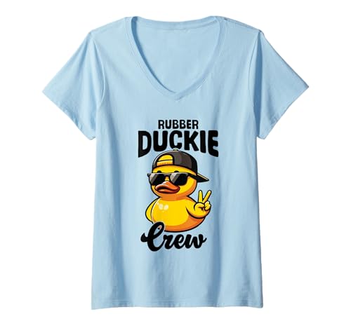 Mujer Rubber Duckie Crew Cool Patito Amarillo Pato de goma Camiseta Cuello V