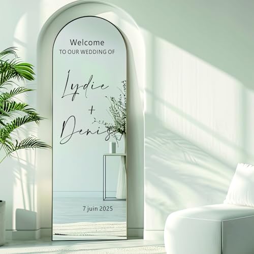 Autocollant Personnalisé «Bienvenue À Notre Mariage» for Miroir | Autocollant Personnalisé for Pancarte De Mariage | Décoration Élégante en Vinyle for Réception Ou Cérémonie