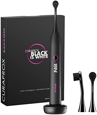 Curaprox Hydrosonic BiW Electric Toothbrush, Black, 2 Brush Heads & Case