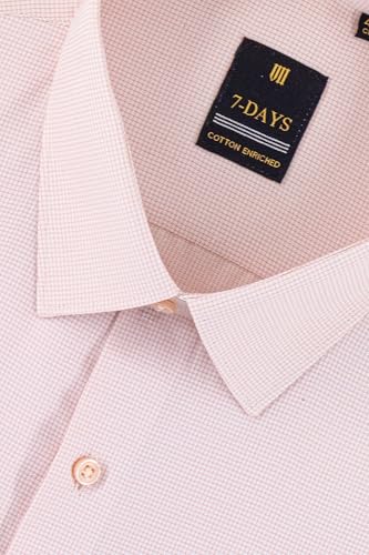 Image of 7-DAYS Premium Men's Formal Shirts - Cotton Rich, Textured Self-Design, Full Sleeve, Regular Fit, Wrinkle Resistant, with Pocket - Perfect for Office