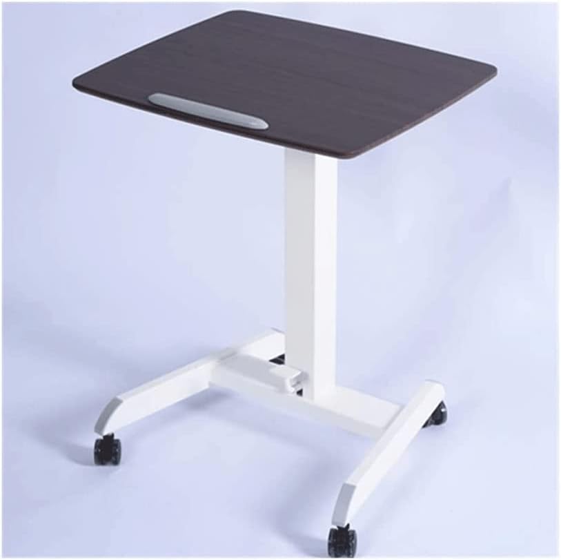 Overbed Table Medical Adjustable Overbed Bedside Table with Wheels Pneumatic Mobile Laptop Computer Standing Desk for Hospital and Home Use Lightweight