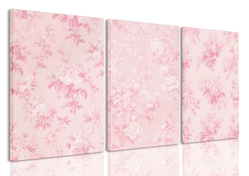LYPHNX Framed Pink Chinoiserie Flower Canvas Wall Art light Pink Love Shack Fancy Decor Paintings Posters Set of 3 Blush Pink Painting Pictures Home Decor for bedroom Living room Bathroom 12
