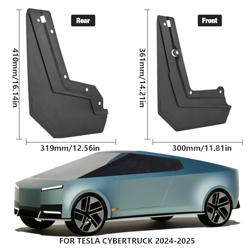 Image of XUKEY 4PCS Mud Flaps Splash Guard for Tesla Cybertruck 2025 2024 Mudguards Mudflaps Fender Tire Protector Rear Front Car Accessories Replacement