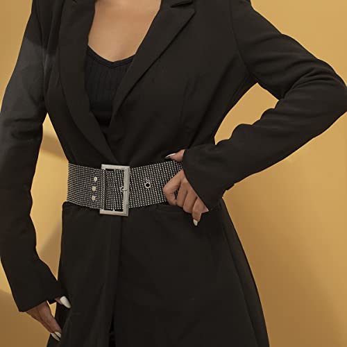 Sparkly Crystal Rhinestone Belt for Women Adjustable Wide Waist Blet for Jeans Dresses Bling Party Belt3