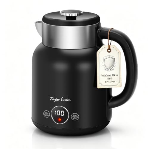 Taylor Swoden Hervidor de Agua Retro 1.7L de Acero Inoxidable Sin BPA Negro