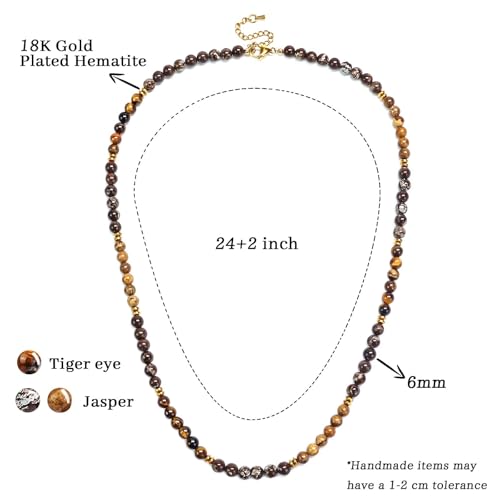 Mens Necklace Men Jewelry 6mm Tigers Eye Men’s Beaded Necklace Black Obsidian Hematite Beaded Necklace for Men Protection Anxiety Crystal Necklace for Men Jewelry Gift4