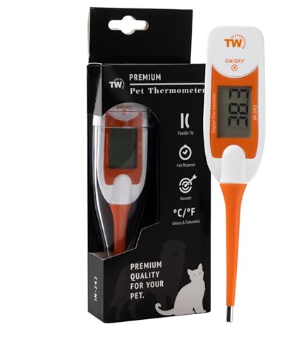 Premium Haustier-Thermometer für Tierbesitzer von Hunden, Katzen, Pferden, Flexible Digitale Temperatursonde inklusive Tierärztlichen Hobdays Chart