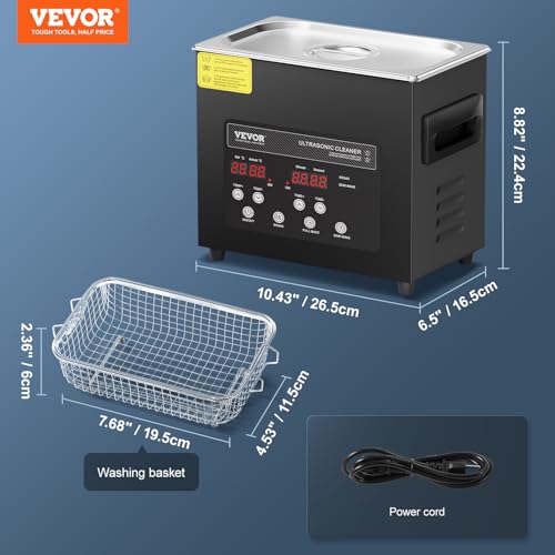 Vevor Pulitore Ad Ultrasuoni 3L, Macchina Per Pulizia Ad Ultrasuoni Digitale 120W Con Degasaggio Modalità Delicata, Pulitore Ad Ultrasuoni Industriale Da 40Khz Con Timer E Riscaldatore Per Gioielli - 7