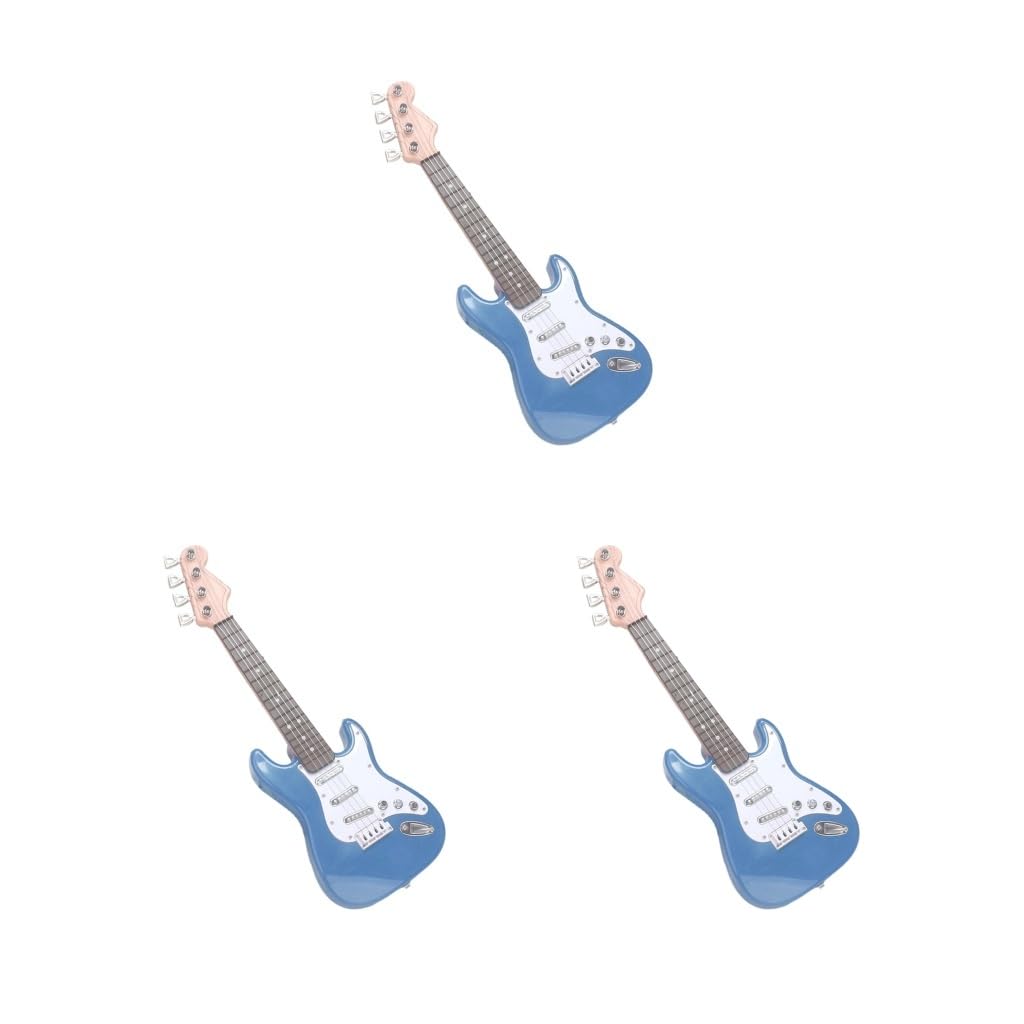 Zestaw 3 gitar elektrycznych dla dzieci, 4 struny, mała gitara dla dziewczynek, dzieci, prezent urodzinowy, niebieska, 42 cm
