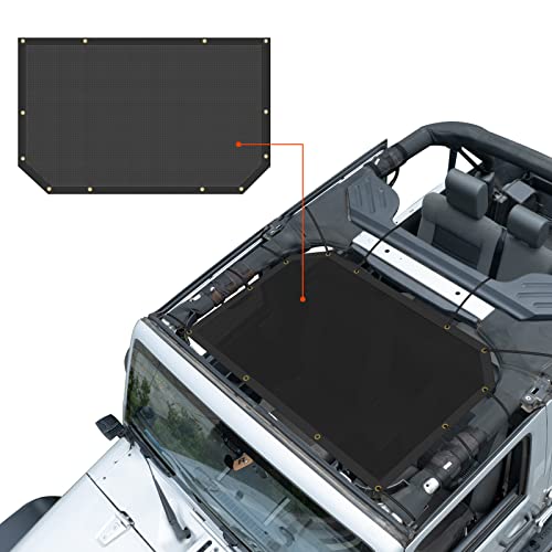SHRRL Reinforced Sunshade for Jeep Wrangler JK & JKU 2007-2018, Front Mesh Top Sun Shade for JK Unlimited, UV Blocker Bikini Top Cover for Wrangler Sahara, Rubicon, Sport S, Moab