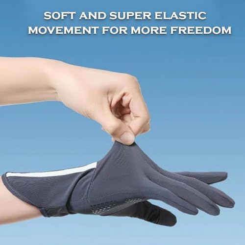 Image of LUVINA 2 PCS Hand Gloves for UV Sun Protection, Breathable Sunscreen Driving Glove Cooling Arm Full Finger, Ice Silk Non-Slip Touch Screen Anti Uv Glove (Grey, Gloves)