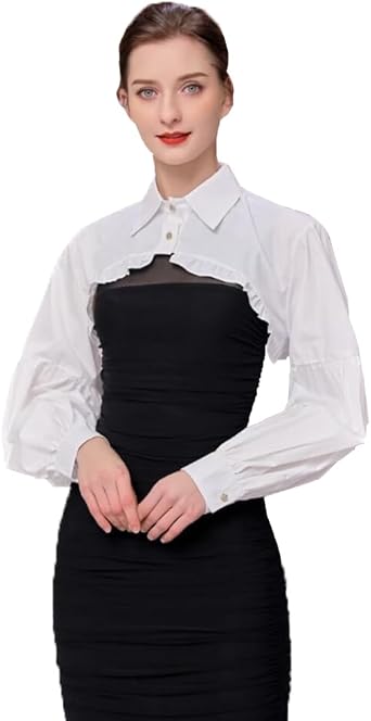 Fake Collar Long Lantern Sleeve Dickey With Flower Embroidery Lace Half Blouse False Collar Shirts