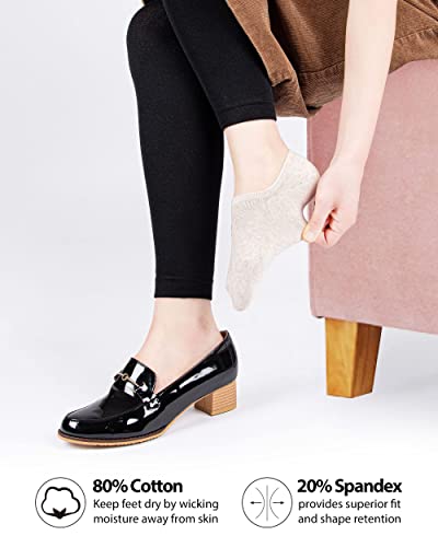 Cutie Mango 3 Pair Heart Print No Show Socks Flat Liner Daily Casual Premium Cotton Invisible Comfortable Non-Slip Novelty Simple Design Socks 5,6,7,8,9 Size For Women (White) #TOP4