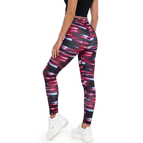 Image of sissycos Women's 80s Leggings Neon Artistic Splash Printed Buttery Soft Stretchy Pants
