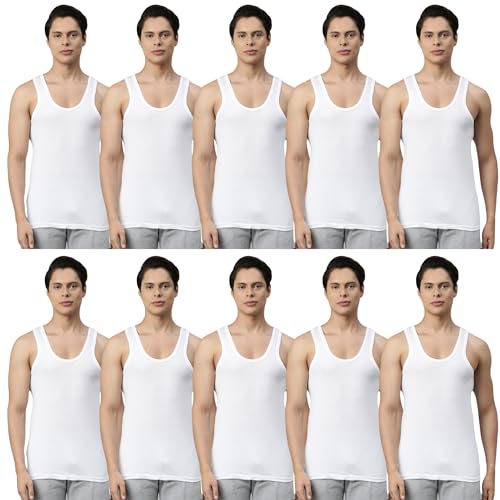 Image of INNERO Men's Vest | Cotton Sleevless Round Neck Vest, Baniyan, Ganji, Undershirt (White)