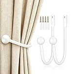 XxinXrong Metal Curtain Holdbacks, 2 Pcs Curtain Drapery Holdbacks, Curtain Tieback Hooks, Wall Mounted Window Curtain Holder Hooks, Drapery Holdbacks for Fixed Curtain or Hanging Items (2pcs White)