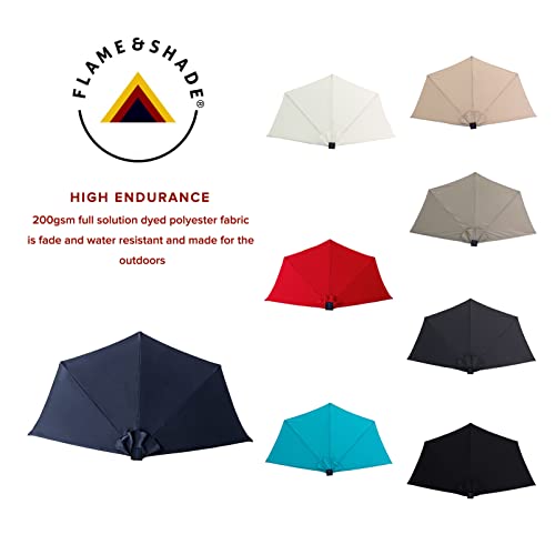 Flame&Shade 9 Ft Half Round Solar Powered Outdoor Market Patio Table Umbrella For Wall Balcony With Led Lights And Tilt, Navy Blue #TOP4