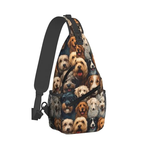 Petit sac à bandoulière de voyage et randonnée au motif chien drôle