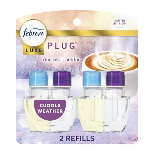 Febreze Plug In Air Freshener, Odor-Fighting Scented Oil Refill, Air Fresheners for Home and Bathroom and Kitchen, Long Lasting for Strong Odors, Cuddle Weather Scent, 0.87oz Refills, 2 Count - image 1