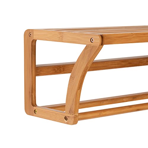 Zemic NH-29947W-1 Organize It All Natural Bamboo Wall Mounting Shelf With Towel Bars thumb #3