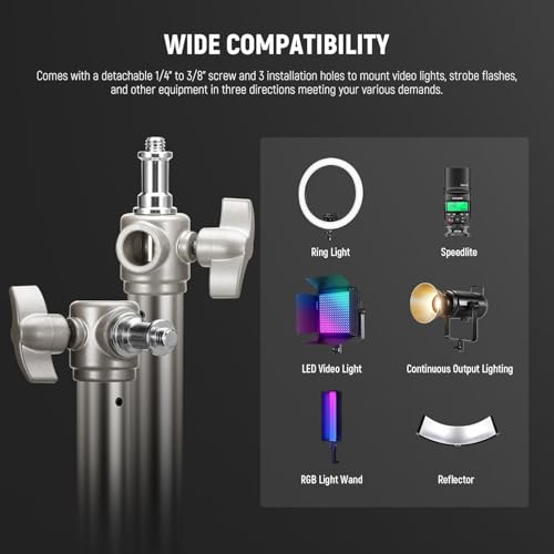 Image of NEEWER Heavy Duty Light Stand with Casters, Max Height 3.2ft /98cm, Stainless Steel Foldable Adjustable Tripod, Photography Light Stand for Speedlight Softbox Monolight, Max Load 22lb