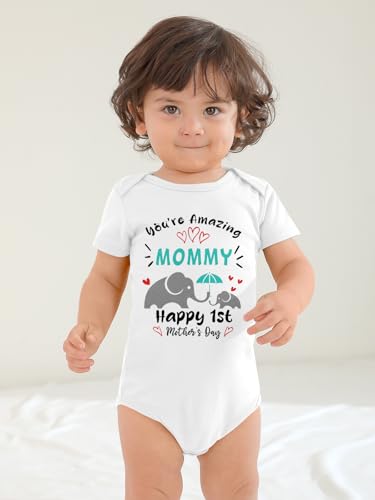 BesserBay Baby Happy Fathers Day Onesie Short Sleeves First Father's Day Outfit 0-12 Months3
