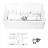 Sarlai Fregadero de cocina blanco de 30 x 18 pulgadas, un solo cuenco