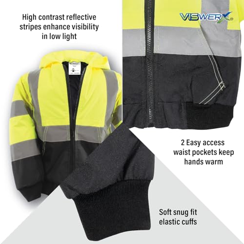 Image of Children's Hi-Vis Quilted Bomber Jacket - Safety Reflective Jacket for Kids, Cold Weather Insulated Jacket