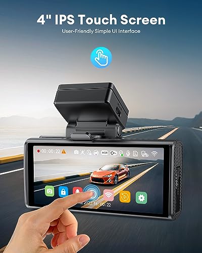 AZDOME M580-4CH 5K 5GHz WiFi Dash Cam delantera y trasera, cámara de tablero de 4 pulgadas con pantalla táctil para coches, tarjeta de 64 GB, cámara de tablero 4K + 1080P GPS WDR visión nocturna - imagen 4