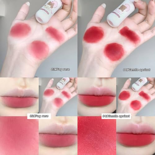 Image of Gege Bear Milk Velvet Lip Glaze,Milk-Infused Matte Lip Gloss for Soft,Smooth Lips,6 Shades with Plush Hydration,Long-Wearing Velvet Texture,Non-Sticky & Comfortable Formula(01# Naked Peach,2.5g)
