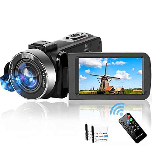 Video Camera Camcorder,2.7K Full HD 30FPS 30MP 16X Zoom Vlogging Camera for YouTube Digital Camera 3.0 Inch Flip Screen Recording Camera with Remote Control and Two Batteries