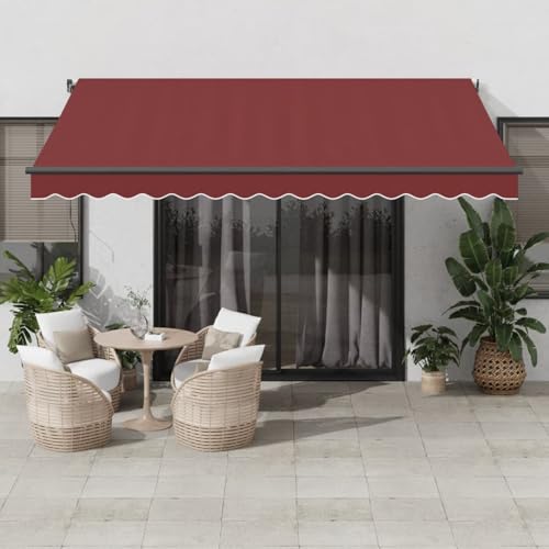 IKAYAA Toldo Motorizado 400 x 300 cm, Toldo Eléctrico y Manual Retráctil,Toldo Articulado Eléctrico con Mando a Distancia, Toldo Brazo Extensible para Terraza, Jardín, Burdeos