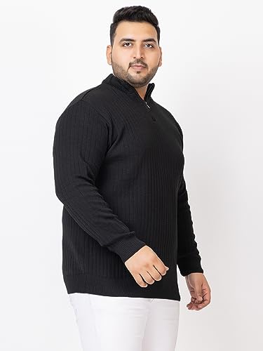 Image of Kvetoo Plus Size Men High Neck Zipper Full Sleeve Woolen Winter Sweater