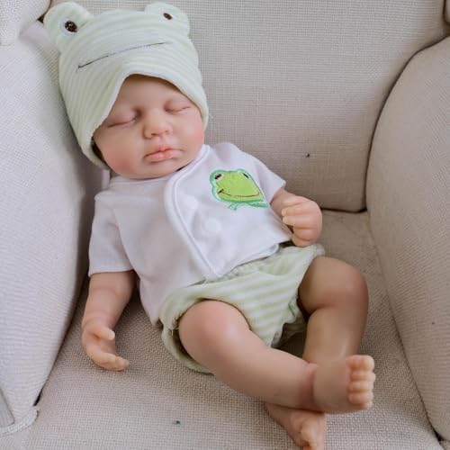 RXDOLL Realistische Reborn-Babypuppen, Silikon, Ganzkörper-Mädchen, 30,5 cm, lebensechte schlafende Neugeborenen-Puppe, die echt aussehen, anatomisch korrekt aussehen, für Kinder ab 3 Jahren – Bild 3