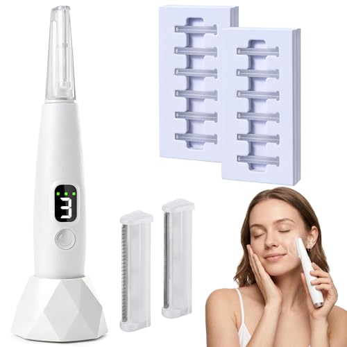 Depilador Ultrasonico para Mujeres y Hombres - 3 Niveles de Velocidad, Pantalla LED, Batería 800mAh, Cuchilla Magnética con Luz - Trimmer Painless para Rostro, Cuerpo, Bikini, Cejas