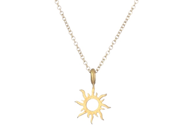 Gold Dipped Sun Charm Necklace, 16 