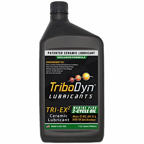 TriboDyn Marine Plus 2 Stroke Oil with Ceramic Coating, TC-W3, Low Smoke, Pre Mix and Direct Injection 2 Stroke Engines - 1 Quart