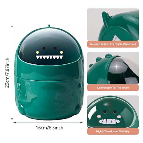 Papelera de escritorio verde con diseño de dinosaurio miniatura 2
