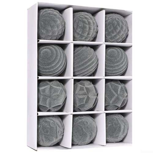 12 Stück Weihnachtskugeln, Weihnachtskugeln, bruchsichere Weihnachtskugeln, für Baumdekoration, geeignet für Hochzeiten und festliche Veranstaltungen (grau)