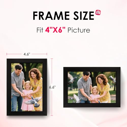 Image of FIXSMITH 4x6 Picture Frame Set of 4, 4x6 Photo Frames with HD Plexiglass for Wall Hanging or Tabletop Display, Black