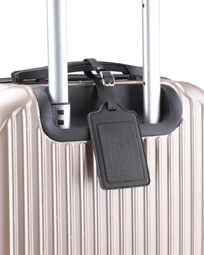 Image of Teskyer Luggage Tags, Thick & Durable, Easy to Identify, Privacy Protection, TSA Approved Travel Essentials Suitcase Tags - 4 Pack, Black