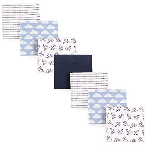 Image of Hudson Baby Unisex Baby Cotton Flannel Receiving Blankets Bundle, Paper Airplane, One Size