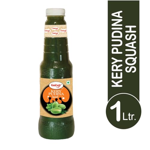 Image of Shree Guruji Kery Pudina Sharbat 1 Litre Summer Drink Raw Mango Mint Syrup Instant Summer Refreshing Beverage Aam Panna Style Cooling Drink Squash for Juice Mocktail Falooda Dessert Topping