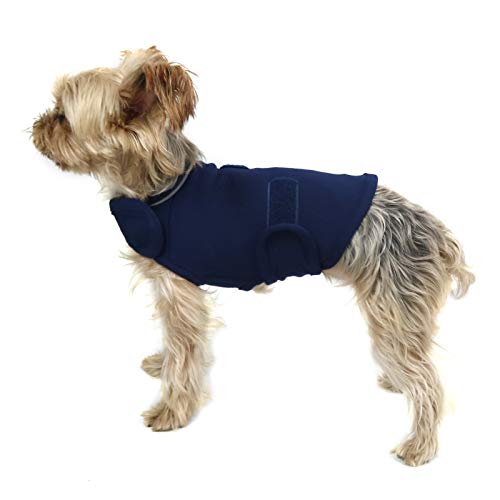 Image of Comfort Dog Anxiety Relief Coat, Dog Anxiety Calming Vest Wrap for Thunderstorm,Travel,4th of July Fireworks,Vet Visits,Separation Anxiety Relief for Dogs (X-Small (Pack of 1), Navy)