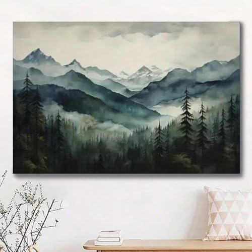 Toile forêt brumeuse cadre 80x140 cm pour créer un salon zen et calme