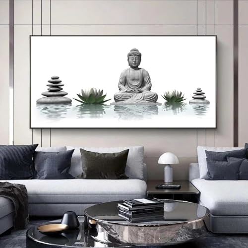Toile Orchidée Lotus Blanc Bouddha pour créer un salon zen et cosy