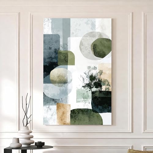 Image of Abstract Landscape Stretched Canvas Painting For Living Room | Malticolor Harmony Stretched Canvas Wall Art For Livingroom Home Decor, Bedroom, Hallway's, Office, Hotel - 56x86 cm